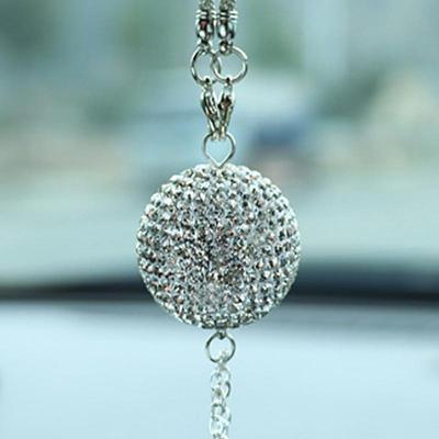 Car Rearview Mirror Pendant Rhinestone Balls Tassle Rearview Mirror Hang Accessories Shiny Car Interior Decoration Car Rear View