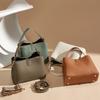 Genuine Leather Shoulder Bucket Bag Women Basket Tote Soft Handbag Genuine Leather Women Fashi Commuter One-shoulder Handbag