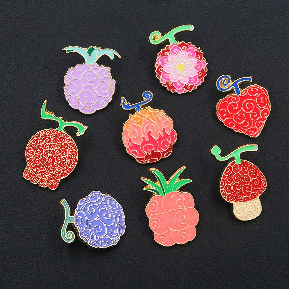 One Piece Devil Fruit Brooch - Ace Flame & Rubber Fruit Badge Jewelry