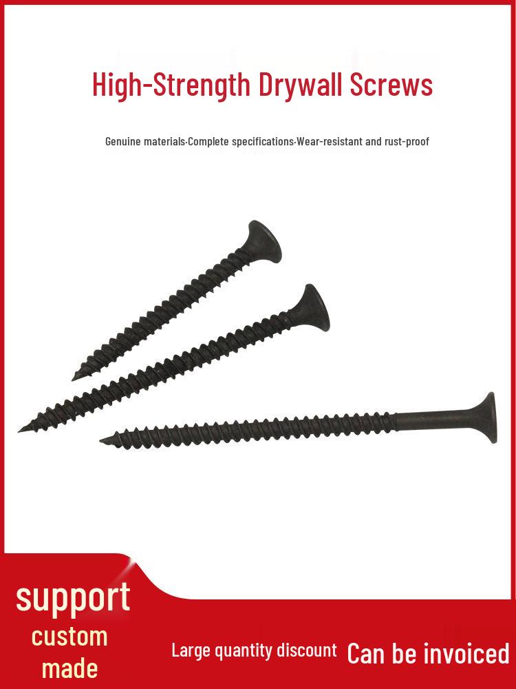 Black High-Strength Self-Tapping Drywall Screws with Phillips Countersunk Head for Gypsum Board