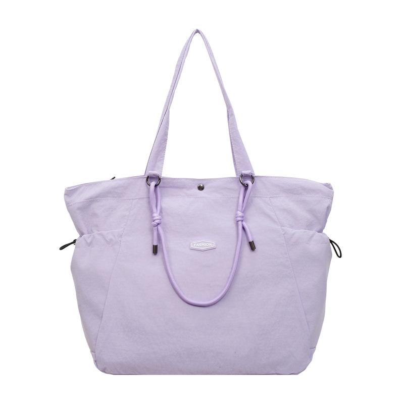 Japanese solid color nylon shoulder bag new large-capacity casual tote bag versatile foreign style student make-up bag