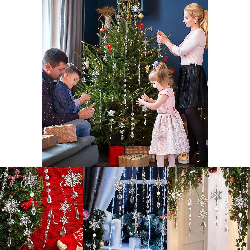 Elegant 10 Piece Christmas Tree Decoration Set With Acrylic Pearl Ornaments And Snowflakes
