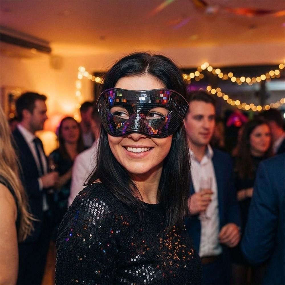 Disco Helle Bal Glitter Gezichtsmasker Spiegel Oogkapjes Zilver Maskerade Masker Feest Attributen Oogmasker voor Vrouwen Mannen Feest Gal
