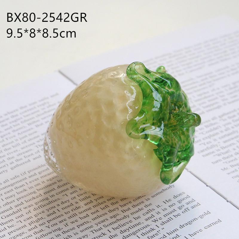 Creative Colored Glass Fruit Ornaments White Strawberries Red Cherries Fruit Sculptures Transparent Crystal Cherries Home Decor