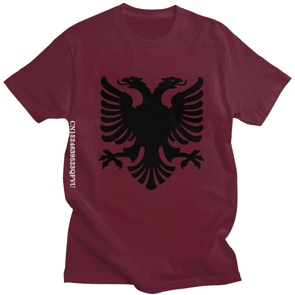 Flag Of Albania Eagle Tshirts Men Cotton Albanian Pride Tee Tops Round Neck Kawaii T Shirt Streetwear Men Casual Tshirt