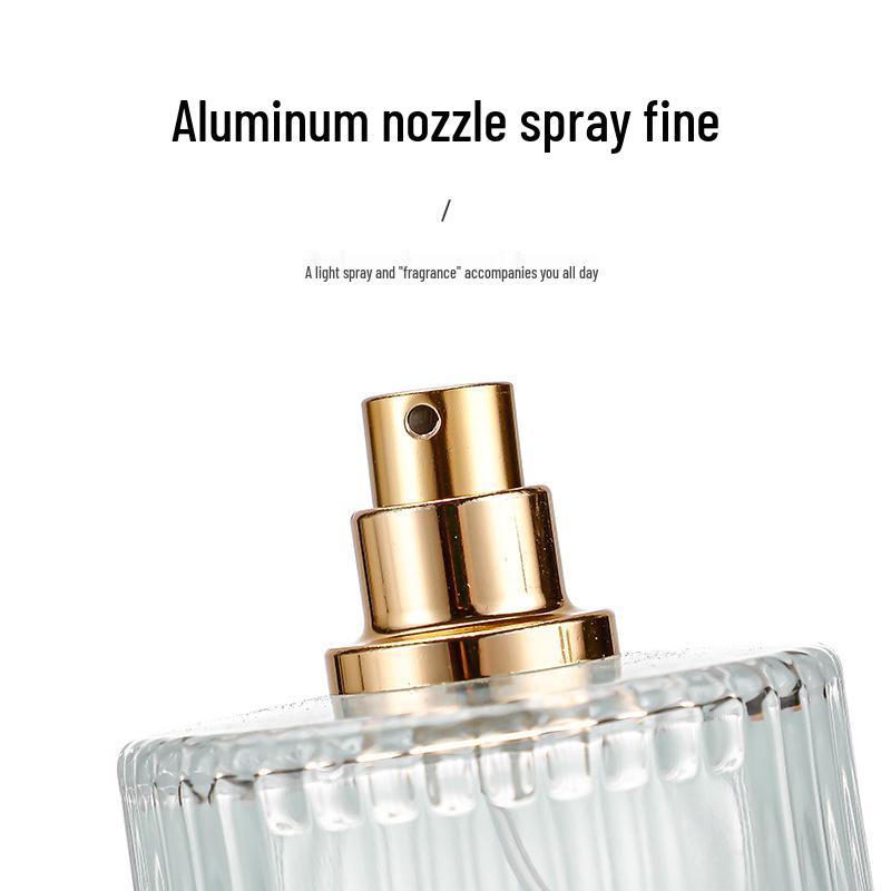 High-Grade Transparent Spray Bottle: 30ml with Vertical Stripes & 50ml Round Bottom Perfume Bottle with Screw Cap