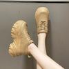 Autumn Breathable Thick Bottom Casual Shoes New 2025 Women's Chunky Leather Sneakers 8CM High Platform Sports Dad Shoes Spring