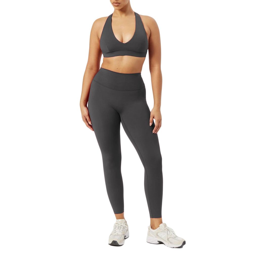 European and American nude yoga suit neck back bra leggings suit running fitness sports suit