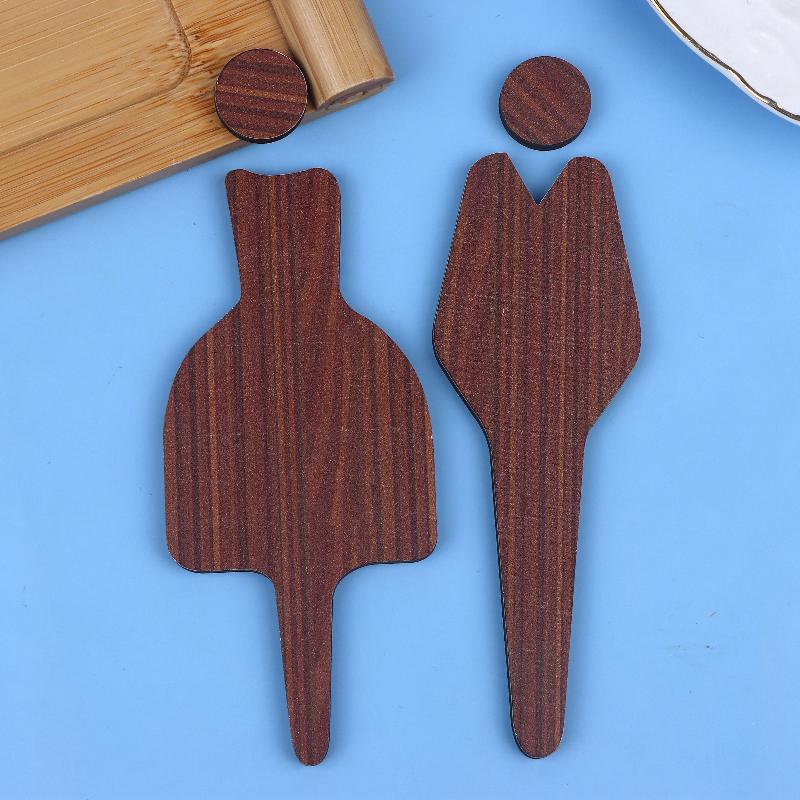 Bathroom Door Sign - Unisex Wooden Wall Decor With Male & Female Figures Frameless Design For Home & Office,Bathroom Decor