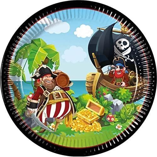 Assiettes jetables - PROCOS - PROCOS 93965 - Île pirate - Ø 23 cm - Lot de 8