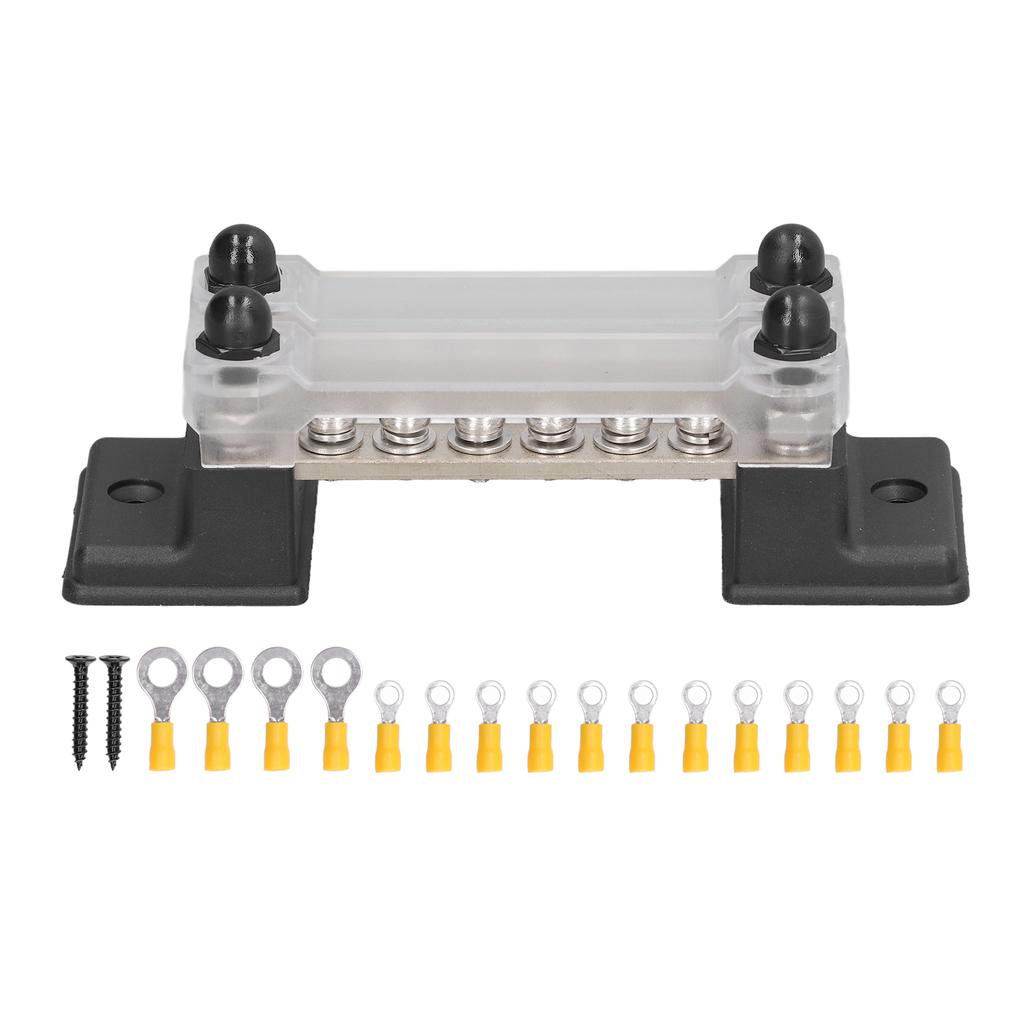 12 Post Power Distribution Block 48V 150A Dual Row Terminals Bus Bar with M4 Bolts M6 Stud