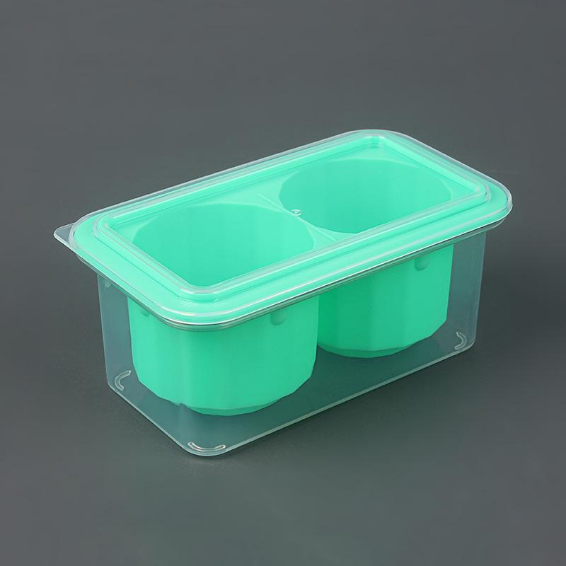 Large Round Ice Cube Tray With Lid, 2 Cavity Silicone Ice Mold, Household Big Ice Making Container Freezing Tool