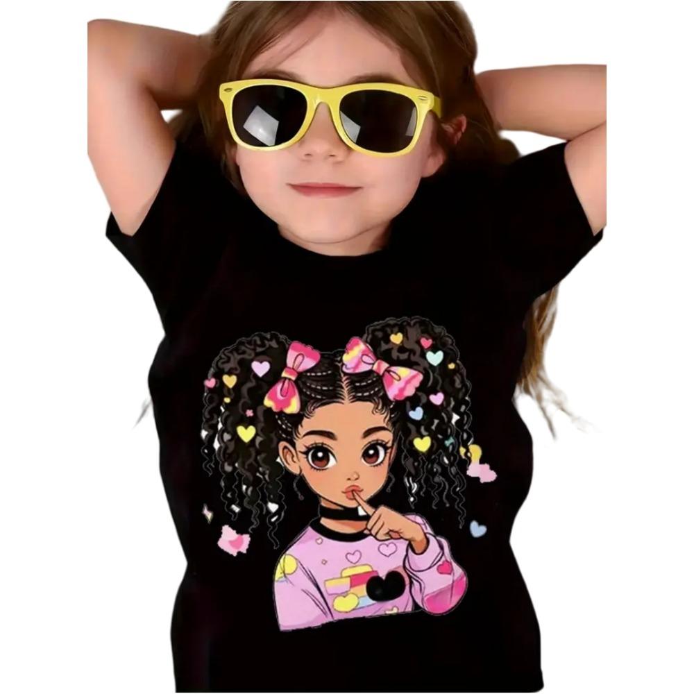 Colorful children's T-shirt summer short sleeved girls' T-shirt top fashionable little girls' clothes casual O-neck boys' and children's T-shirt