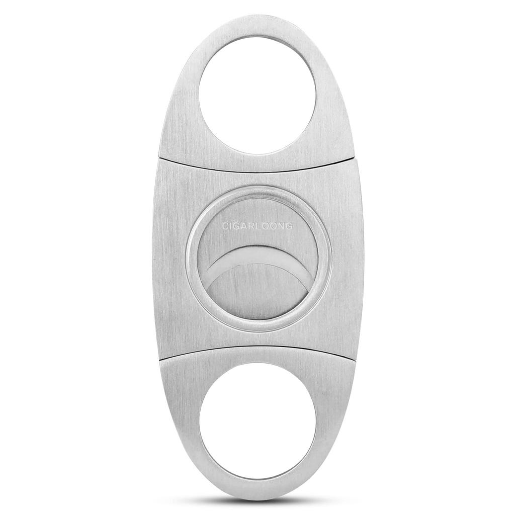 CIGARLOONG Cigar Cutter Stainless Steel Brushed Double Blade Cigar Cutter