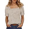 Women's Fashionable Casual Summer Retro Print Square Neck Button Short-sleeved Top