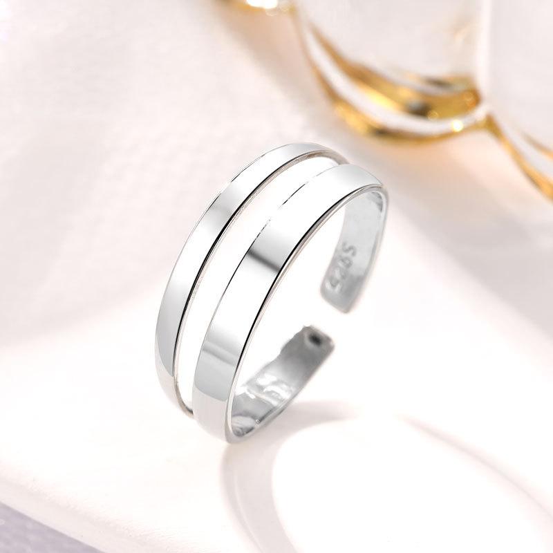 

Корейская версия корейской моды, темпераментное кольцо в две линии, женский дизайн, нишевая, простая, холодный ветер, ювелирные изделия