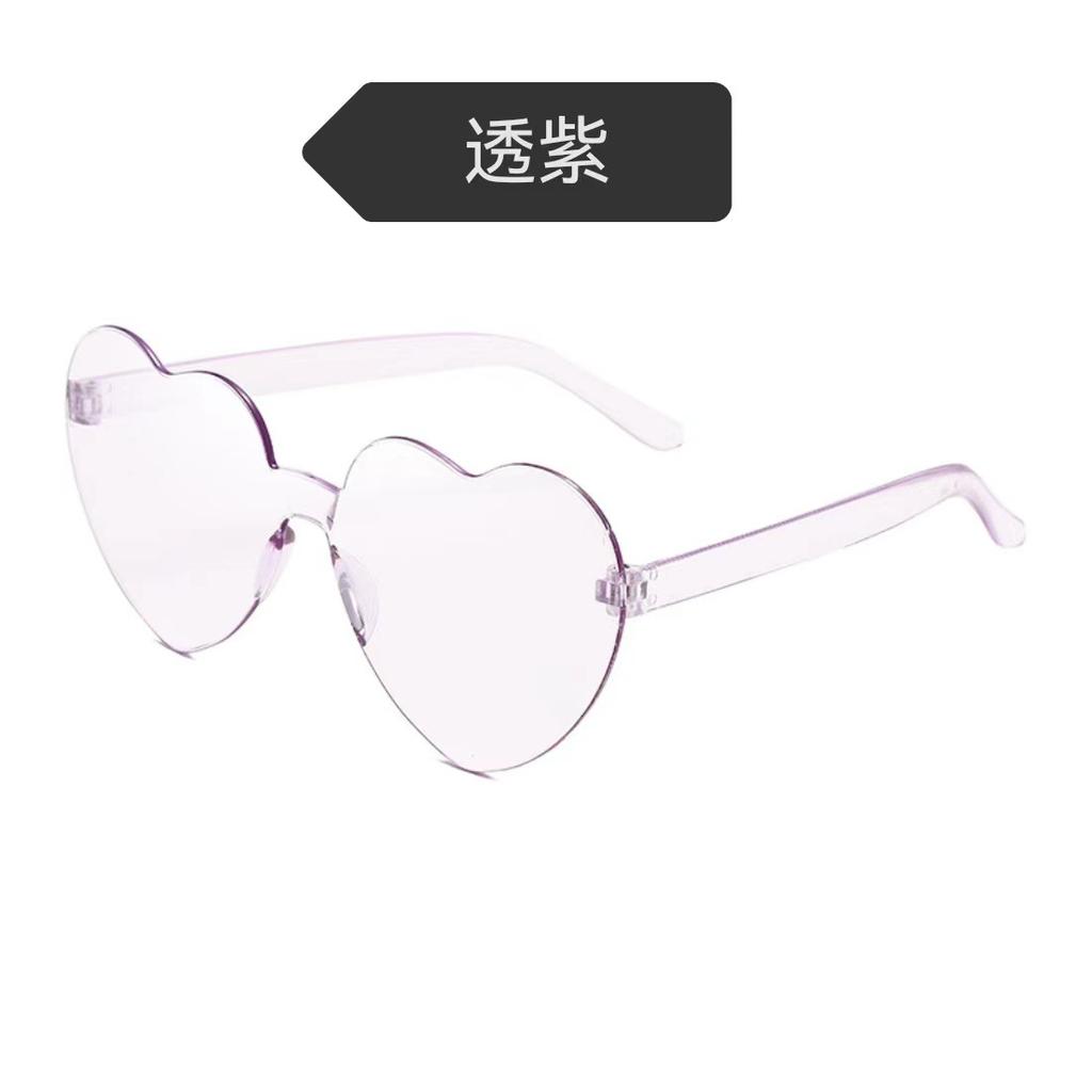 Peach Heart Sunglasses Love Glasses Trend Frameless One-Piece Marine Film Dazzling Color Sunglasses