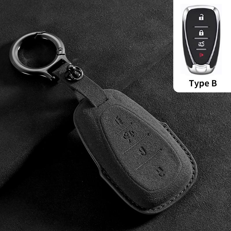 Car Key Case Cover Protective Shell for Chevrolet Chevy Malibu Camaro Cruze Traverse Spark Equinox Sonic Volt Suede Car Keychain