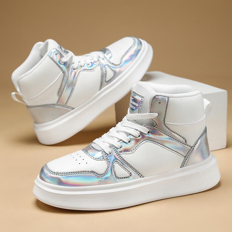 TUINANLE High Top Sneakers Women Lace Up Anti Slip Basketball Shoes Flat Skateboard
