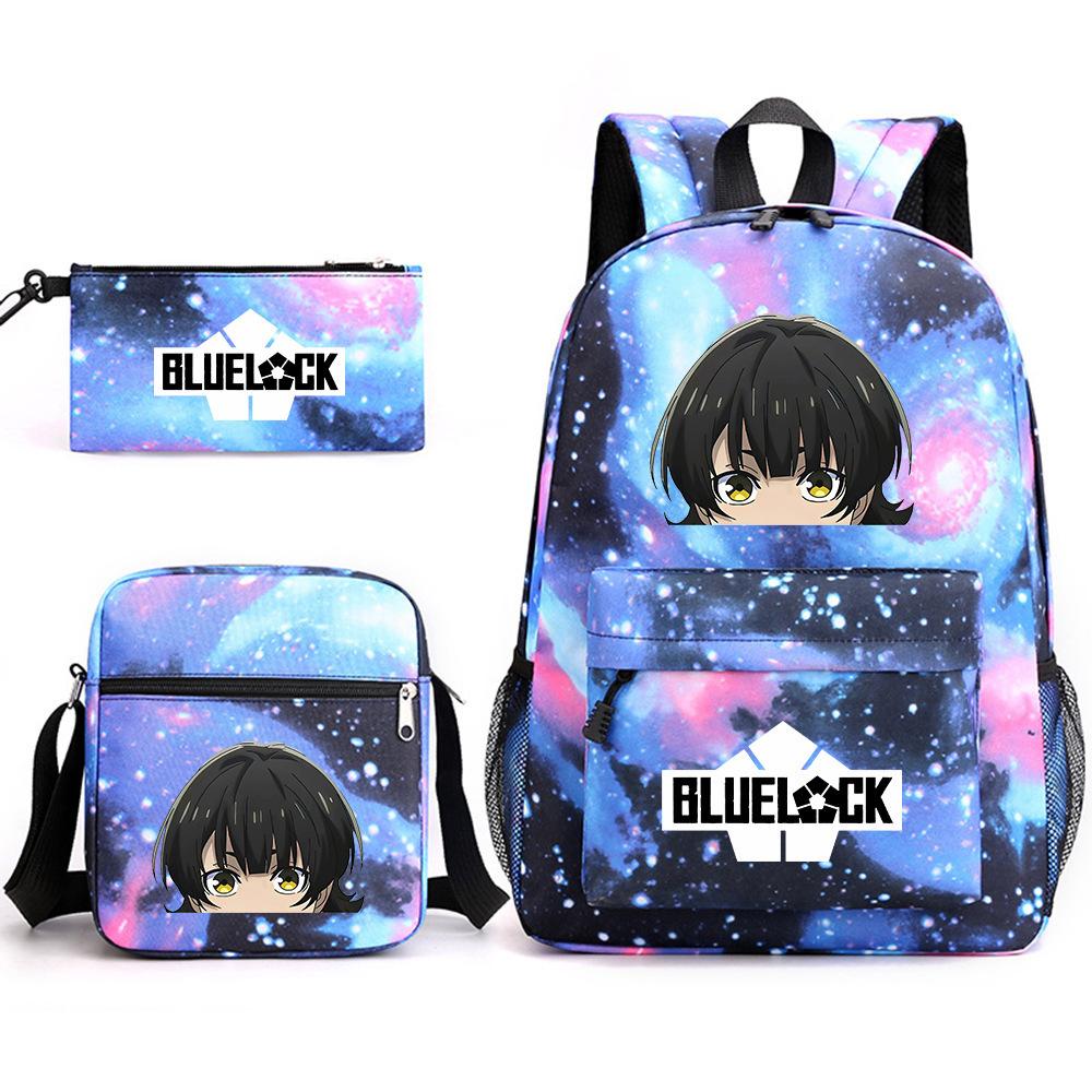 3 Piece School Backpack Set for Students Large Capacity Oxford Cloth Schoolbag with Shoulder Strap and Pencil Case