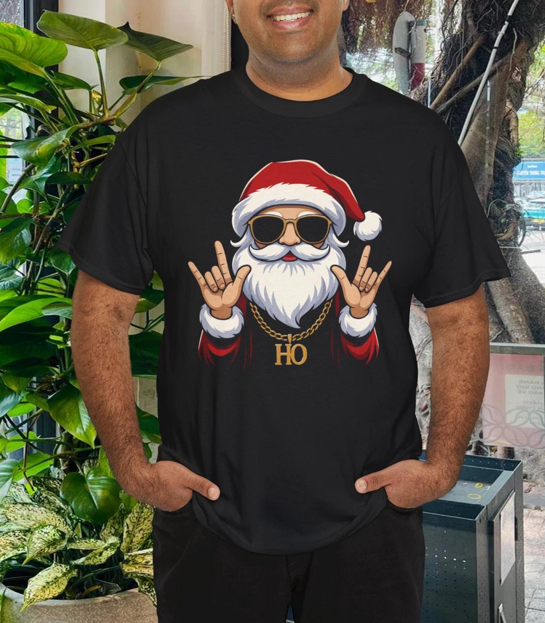 

Santa Claus Print T-Shirt - Christmas Novelty Short Sleeve Round Neck S