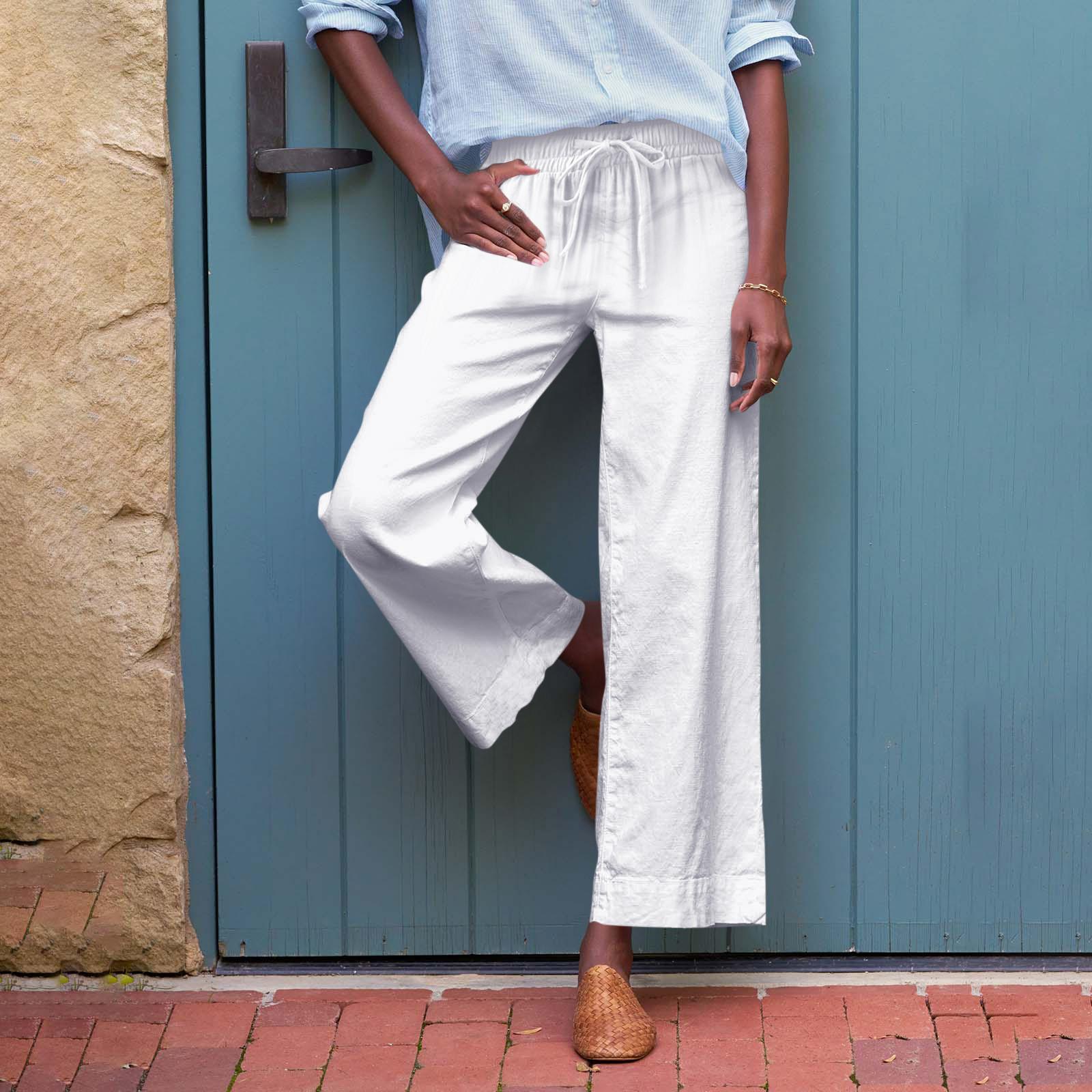 

Женские спортивные брюки для фитнеса, повседневные свободные эластичные спортивные брюки, прямые широкие брюки, повседневные брюки, брюки для йоги XL белый