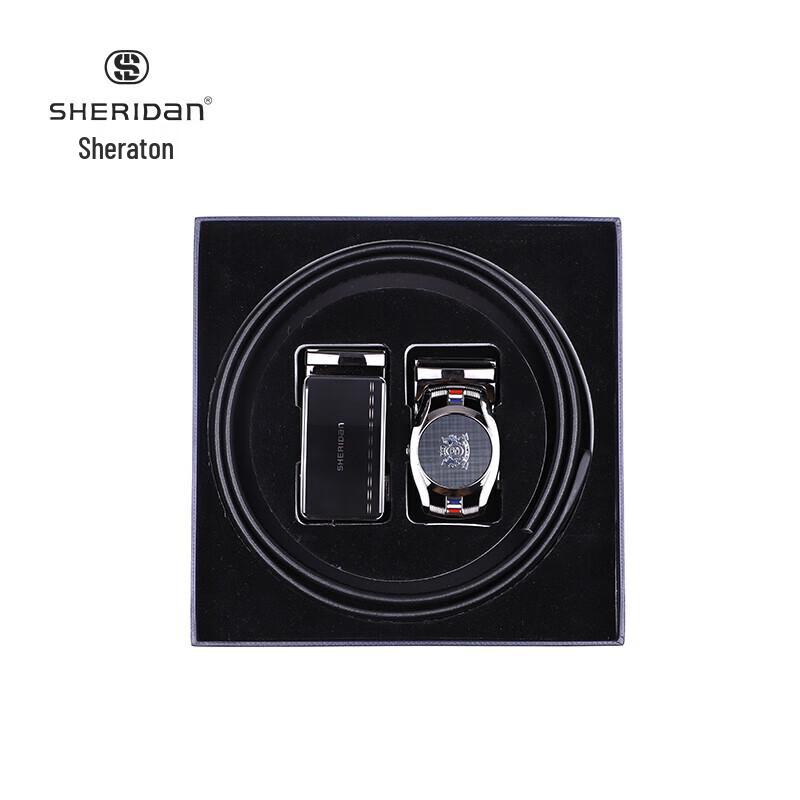 SHERIDAN Мужской модный кожаный ремень с двойной пряжкой Подарочный набор