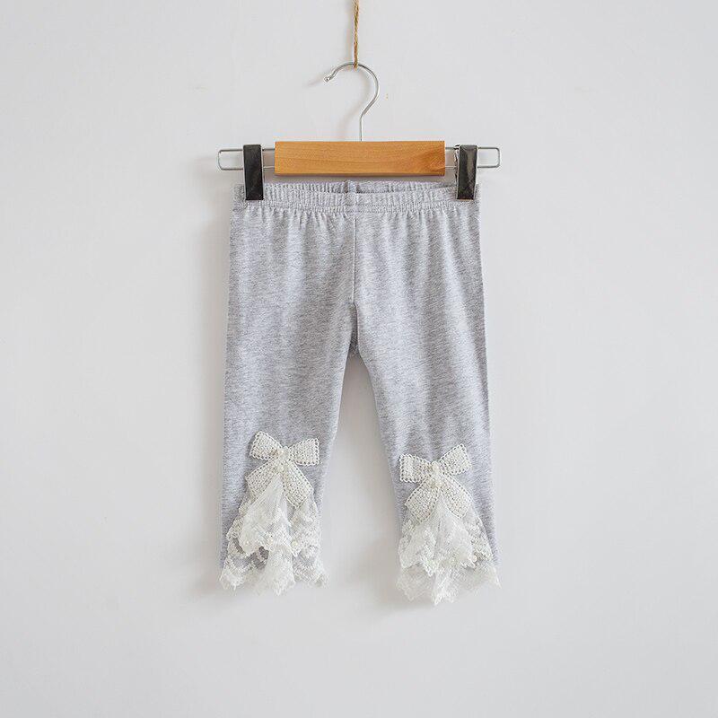 YUBAOBEI Girls Calf-length Leggings Baby Girl Mesh Spliced Pants Bow Lace Candy Color Skinny Leggings