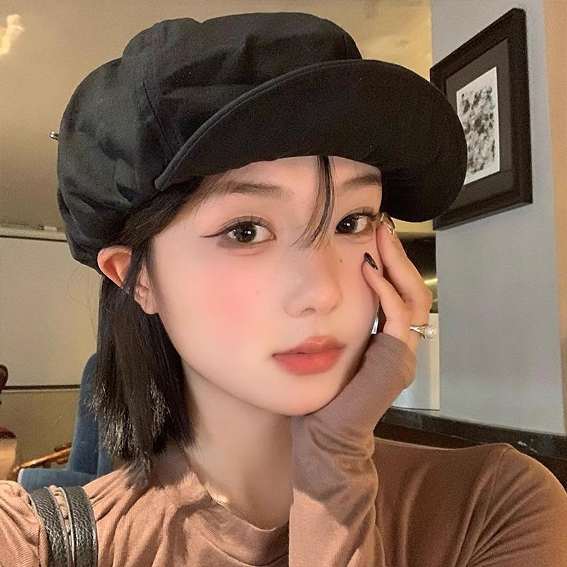 New Japanese Cotton Hemp Beret Hat For Women Spring Summer Solid Color Plain Color Octagonal Newsboy Hat Artist Painter Soft Brim Peaked Cap