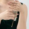 Elegant Retro Rhinestone Bow Pendant Necklace with Tassel Zircon Drop