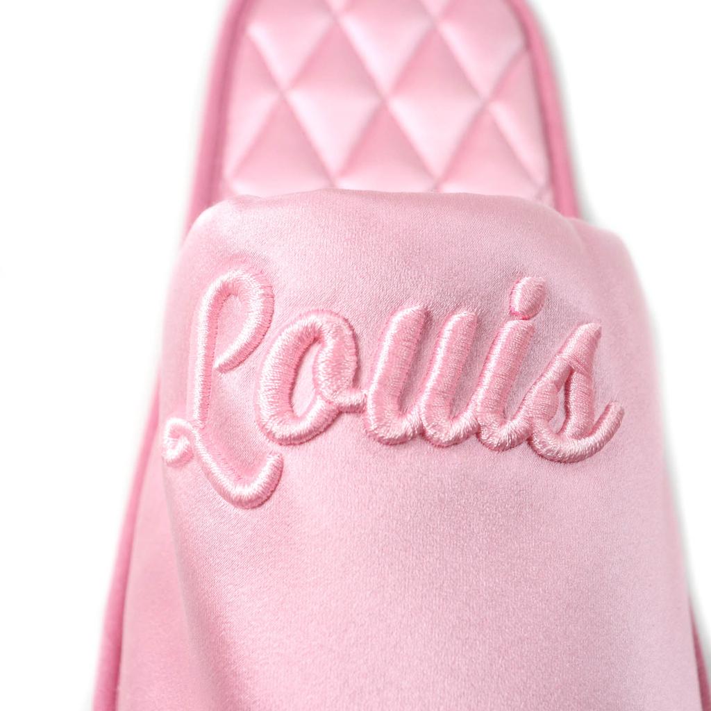 Excellent LOUIS VUITTON Other shoes Embroidered logo satin slippers pink Satin Women Used