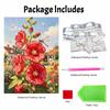 Pearl painting kit Red Hollyhock flower and dragonfly DIY home decoration painting