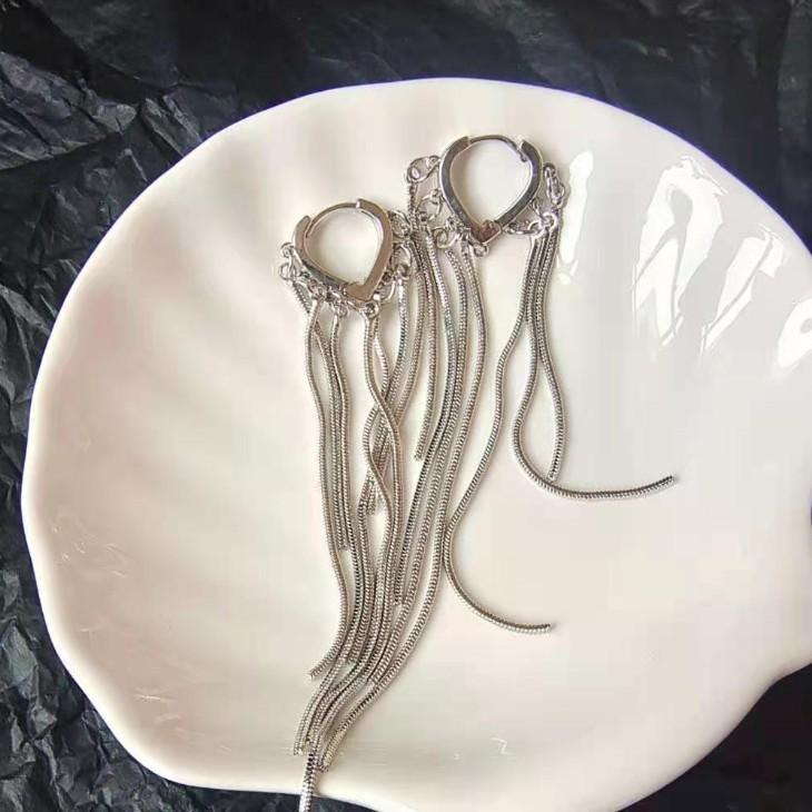 925 Silver Needle Korean Fashion Long Chain Tassel Earrings For Women Metal Earing Jewelry  Trending Women's Drop Earrings