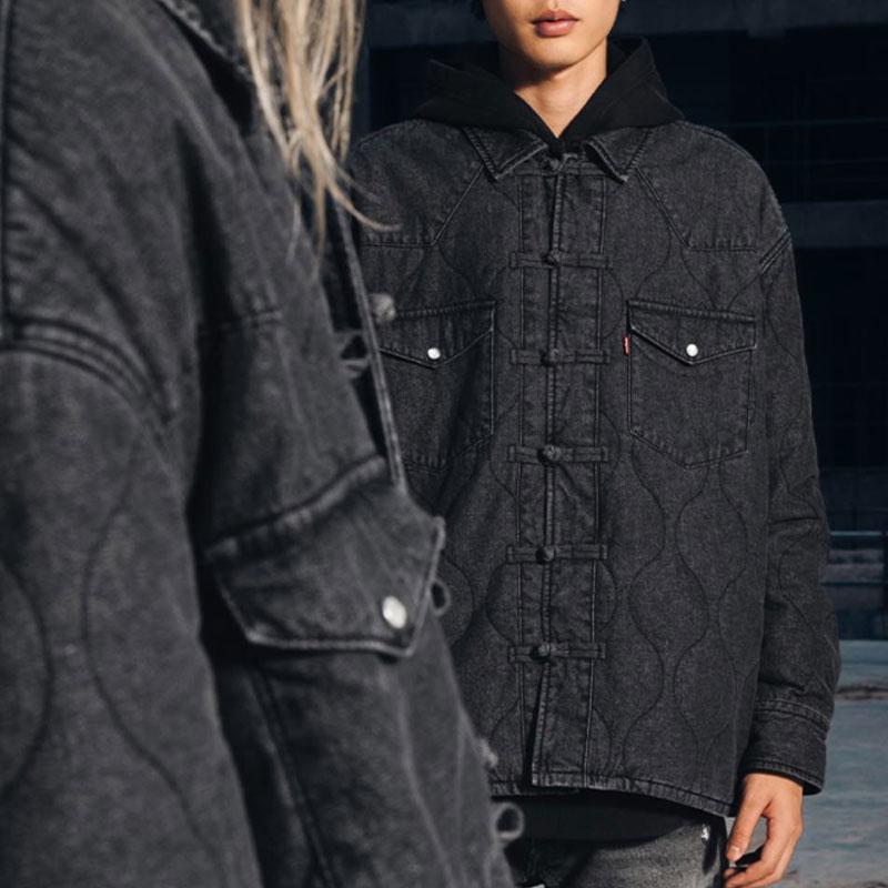 Levis X CLOT Collaboration FW24 Chinese Button Design Flap Pocket Casual Jacket Unisex Jacket Black A5354-0001