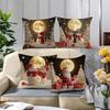 Home Decor Christmas Moon & Festive Holiday Pillows Pattern Cushion Cover Suitable For Sofa Bedroom Car Pillow Cover