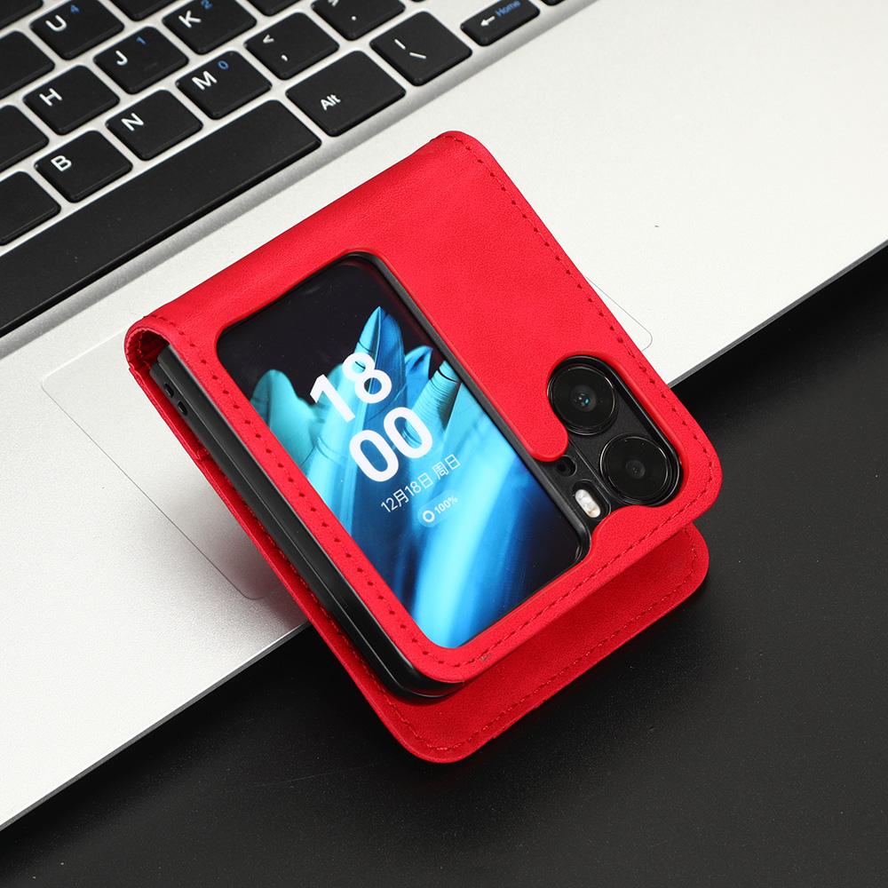 Skin-Touch Phone Case for Oppo Find N2 Flip 5G Separable Design Leather Coated PC Cover with Wallet