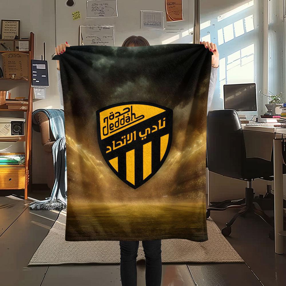1PC Al-Ittihad FC Patterned Flannel Blanket Suitable For All Seasons for Home Decor Warmth and Comfort Gifts Holiday Present