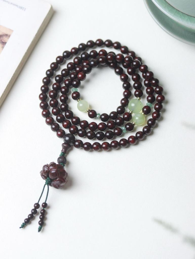 Small-Leaf Rosewood Buddhist Beads Bracelet - 0.8 Multiloop for Men & Women