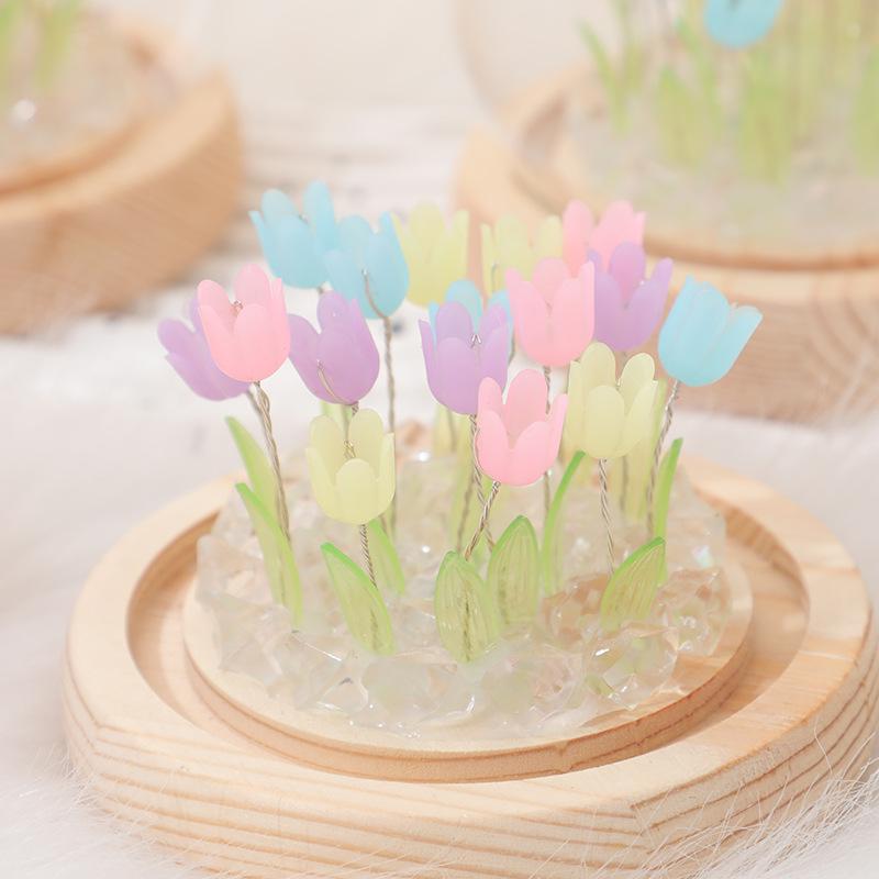 Handmade Tulip Night Light: DIY Luminous Flower Ornament for Festive Atmosphere and Desktop Decoration