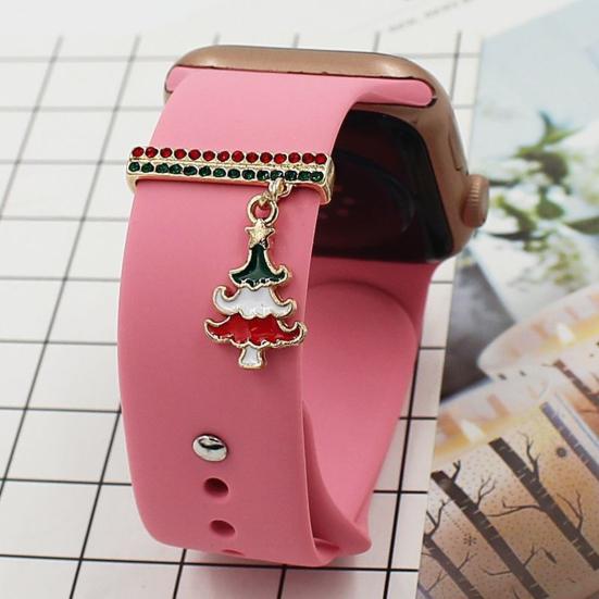 Watch Band Decoration Ring Festive Enamel Colorful Geometric Smooth Decorative Gift Christmas Tree Santa