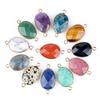 Natural Crystal Stone Charms Faceted Waterdrop Connector with Brass Findings Golden for Necklace Bracelet Jewelry Making DIY