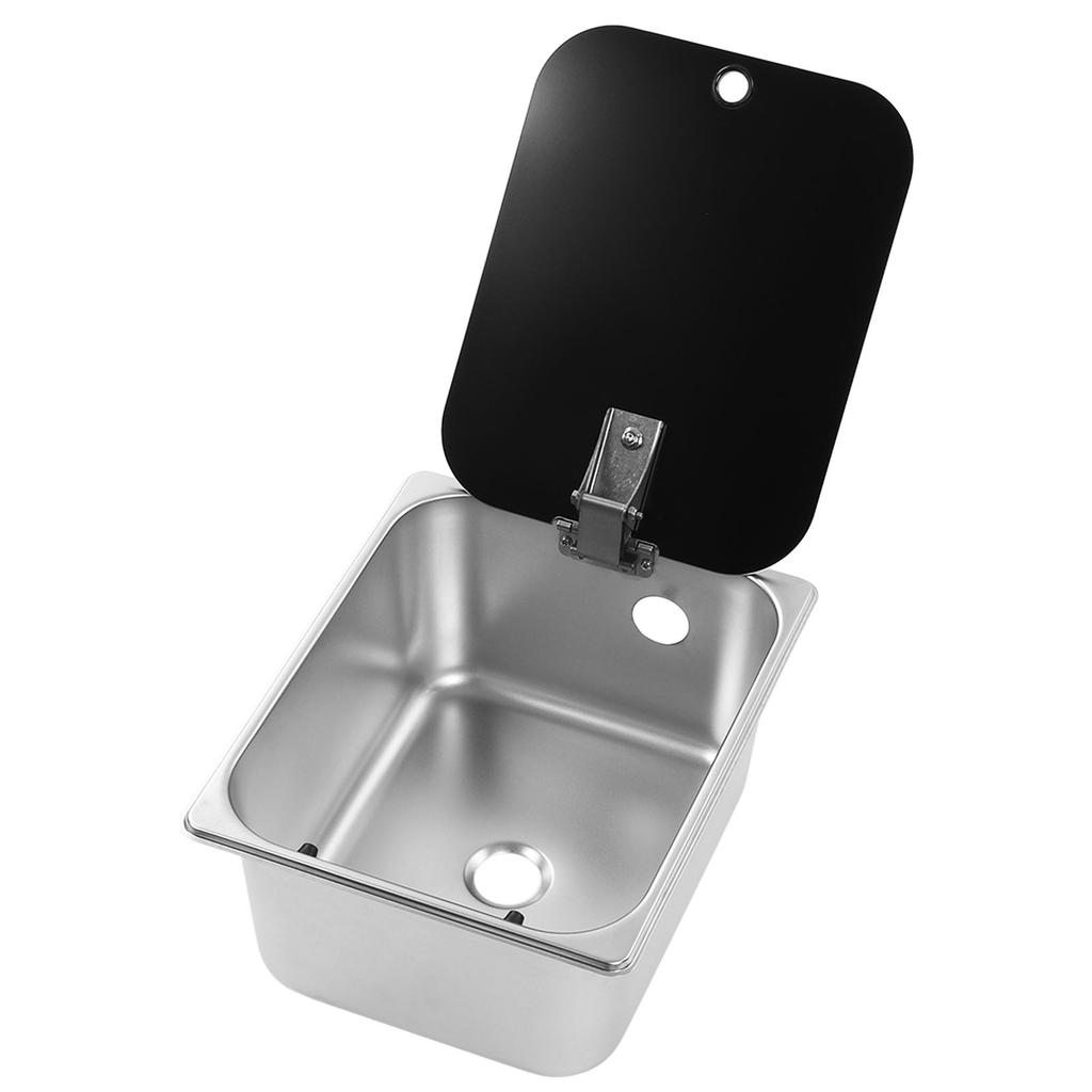 RV Kitchen Sink 300x240x150mm Square Stainless Steel Single Bowl Hand Wash Basin 40mm Drain with Tem