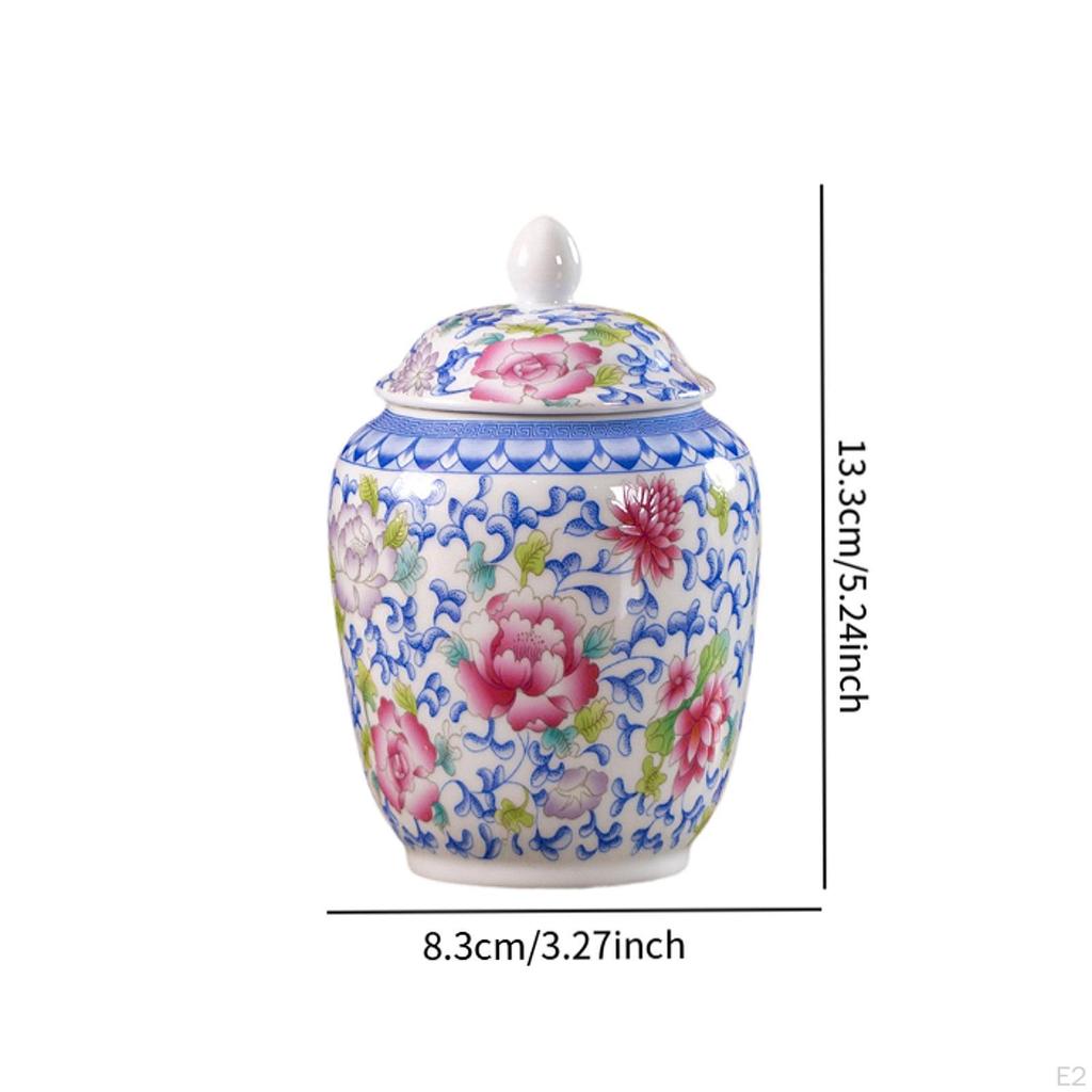 Chinese Porcelain Flowers Tea Flower Pattern Ceramic Chinoiserie Colorful Ginger Jar for Home Accent