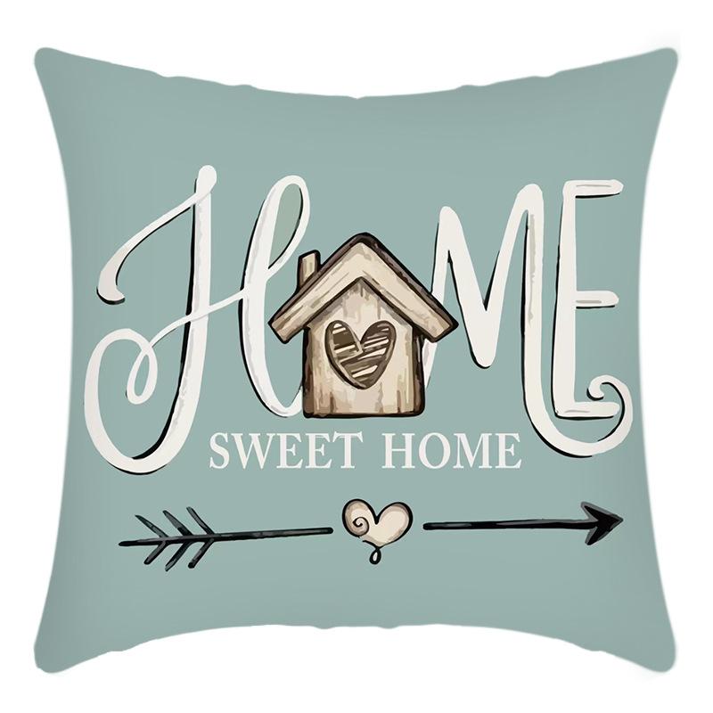 New Thanksgiving Letter Print Green Plant Truck Print Pillow Home Sofa Cushion Cover