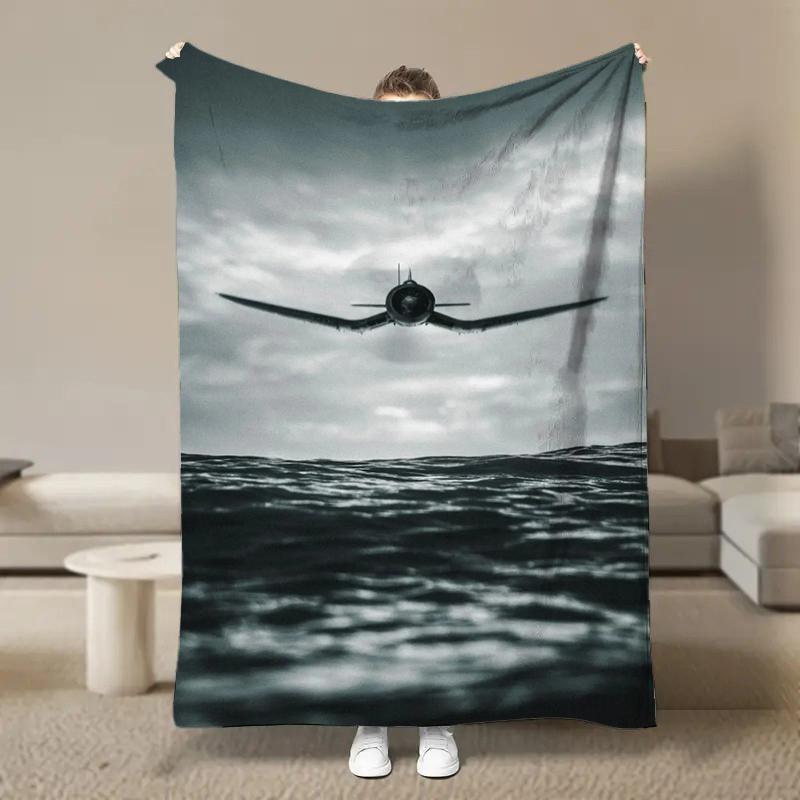 Warm Soft Vintage Planes Print Blanket Fluffy Children and Adults Sofa Plush Bedspread Picnic Throw Blanket for Sofa Bed Gifts