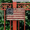 2D Flat Americana Style Vintage 13-Star American Flag Metal Sign - Rustic Aluminium Wall Hanging Plaque for Independence Day, Patriotic Fourth of