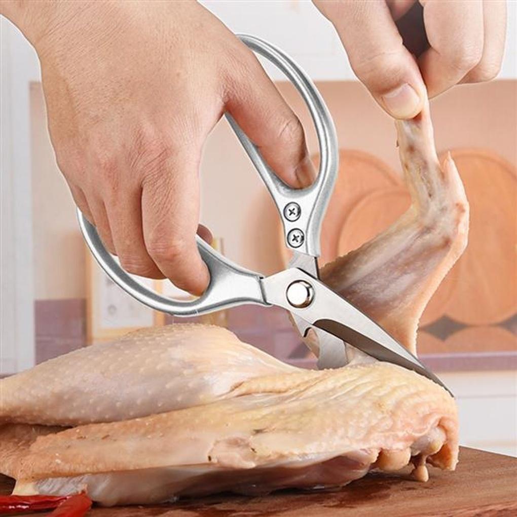 Powerful Cutting Double-Handed Kitchen Scissors (Silver) / Household Scissors