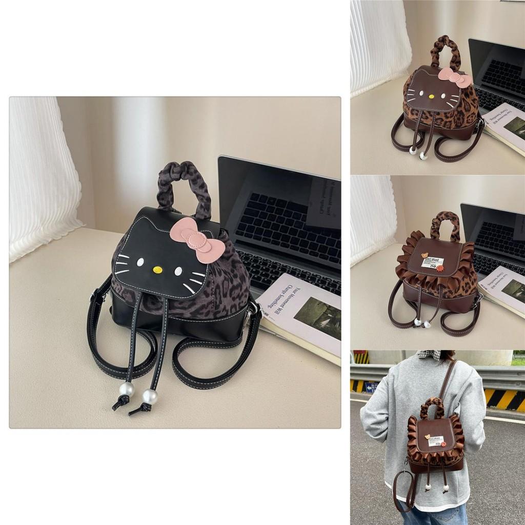 Hello Kitty Cat Mini Backpack With Nylon Material And Butterfly Knot For Daily Use
