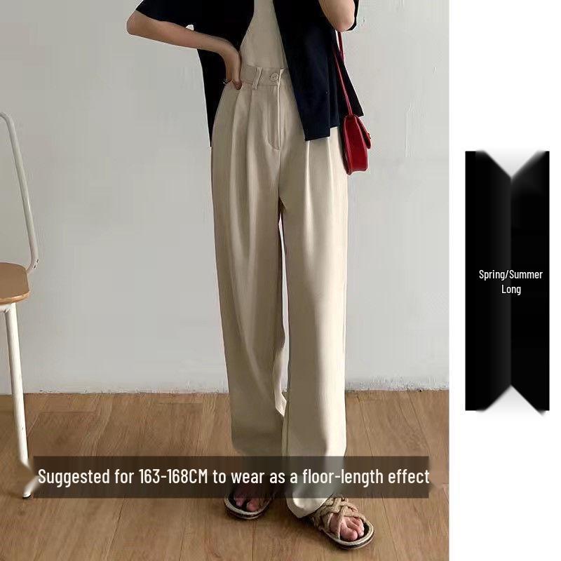 

Spring/Summer High-Waist Wide-Leg Draping Pants - Slimming, Versatile, Loose Casual Suit Trousers for Women. S 80-95 jin