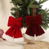1pcs Red Bows Christmas Tree Decorations Velvet Ornament Bow with Rope for Xmas Home Wreath Fence Stairs Railing Fireplace Decor